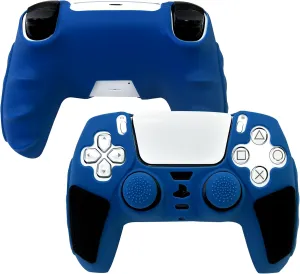 Blue Anti-Slip PS5 Controller Skin,Soft Thicken Studded Protective Silicone Cover Skin Grips Compatible with PlayStation 5 Controller with 8 PCS Thumb Grips Caps.