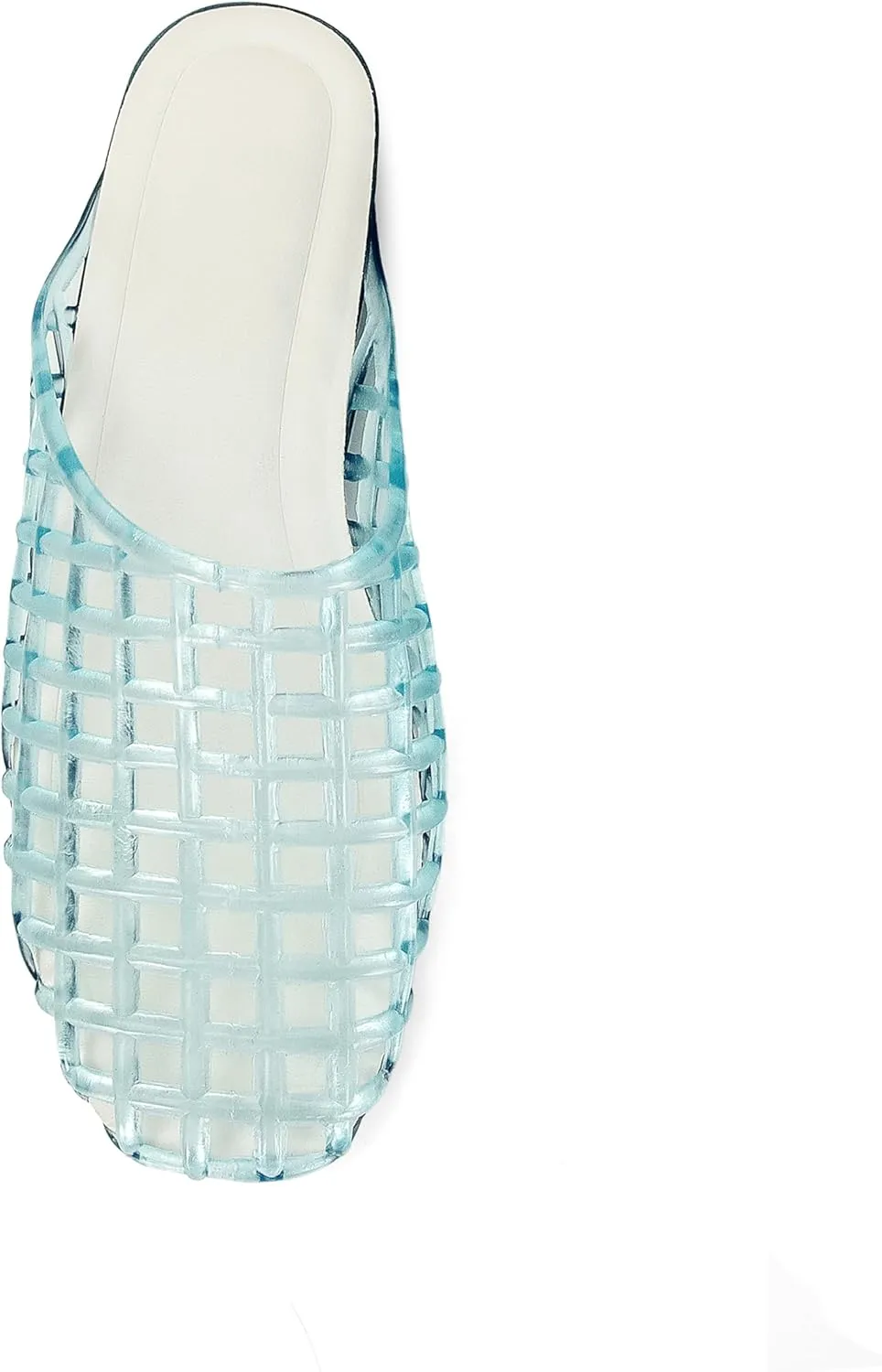 Clear Jelly Flats for Women Closed Toe Mesh Hollow Jellies Mule Sandals Slip On Jelly Slides Casual Comfortable Summer Beach Slipper Sandals