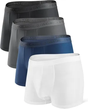 DAVID ARCHY Men's Soft Underwear Micro Modal Dual Pouch Trunks Ball Pouch Bulge Enhancing Boxer Briefs for Men 3 or 4 Pack