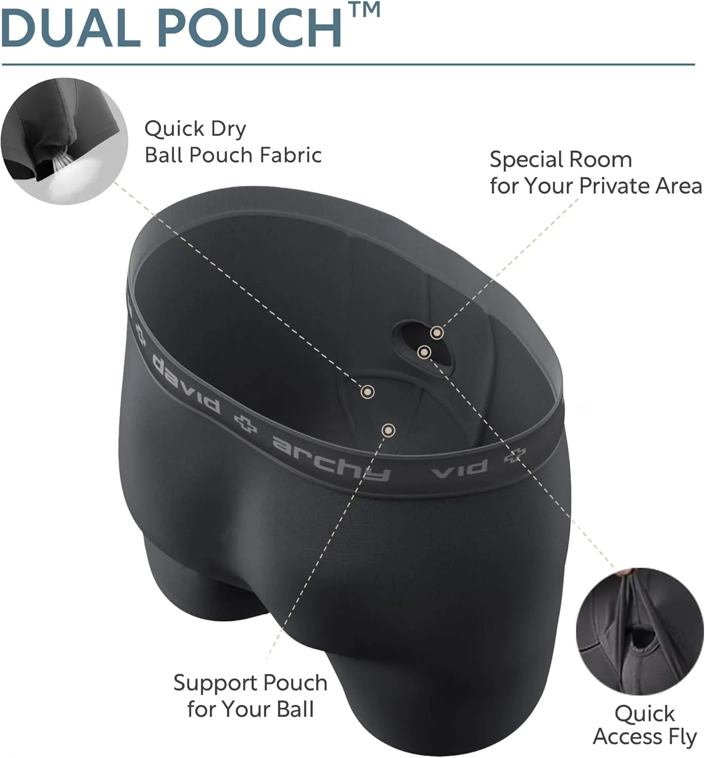 DAVID ARCHY Men's Soft Underwear Micro Modal Dual Pouch Trunks Ball Pouch Bulge Enhancing Boxer Briefs for Men 3 or 4 Pack