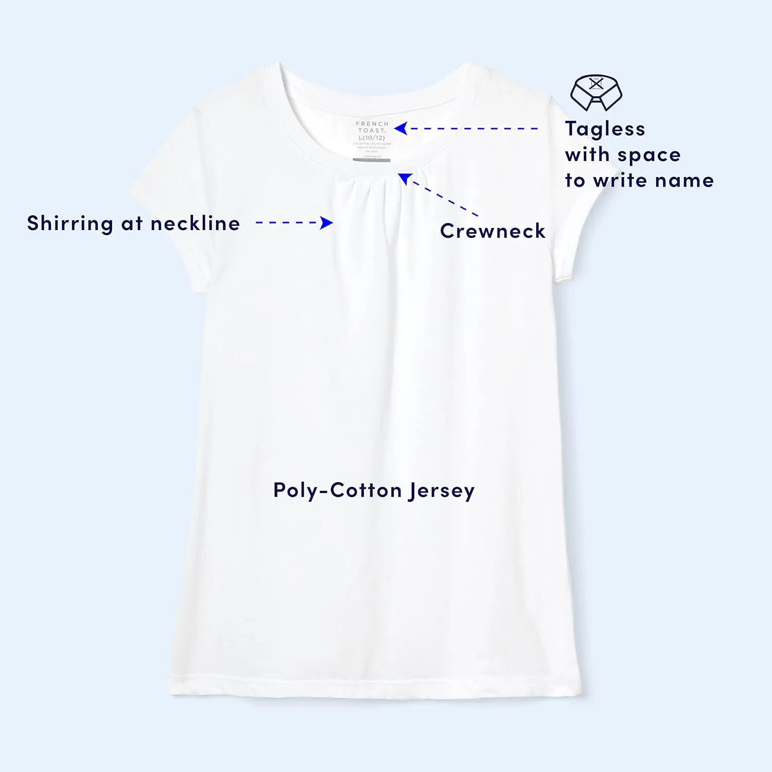 French Toast Girls' Short Sleeve Crewneck T-Shirt Tee