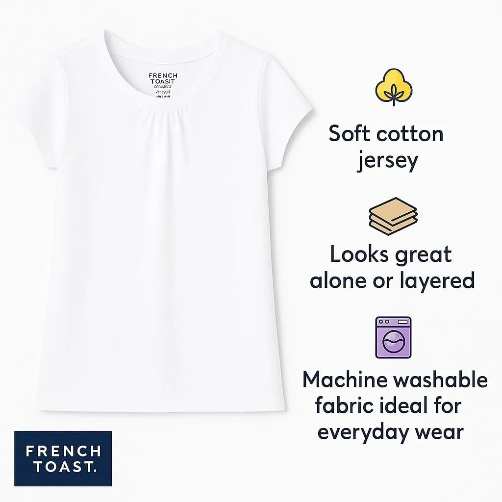 French Toast Girls' Short Sleeve Crewneck T-Shirt Tee