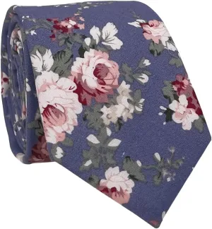 Kebocis Mens Skinny Cotton Floral Necktie Thin Tie for Men
