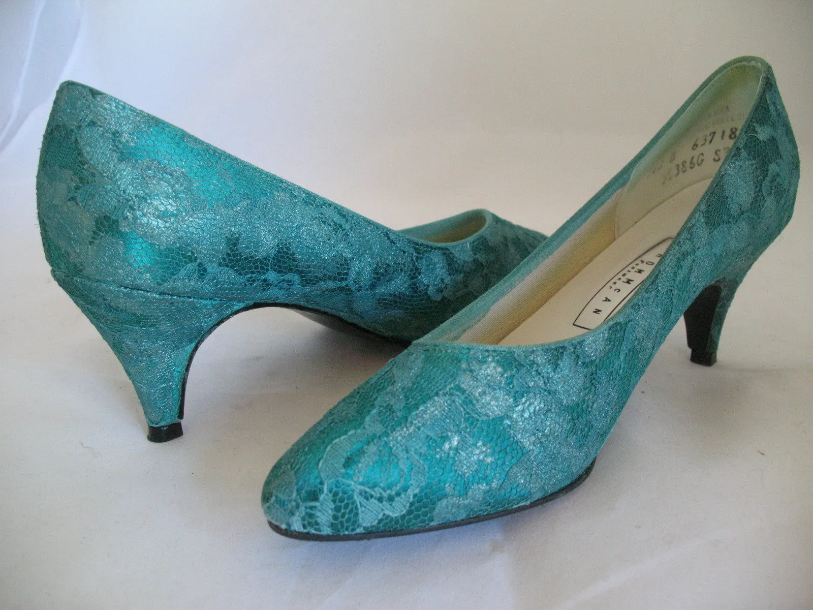 MADE in USA THOM McAN Footwear GREEN LACE Womens SHOES Classics High Heels Ladies size 260 B