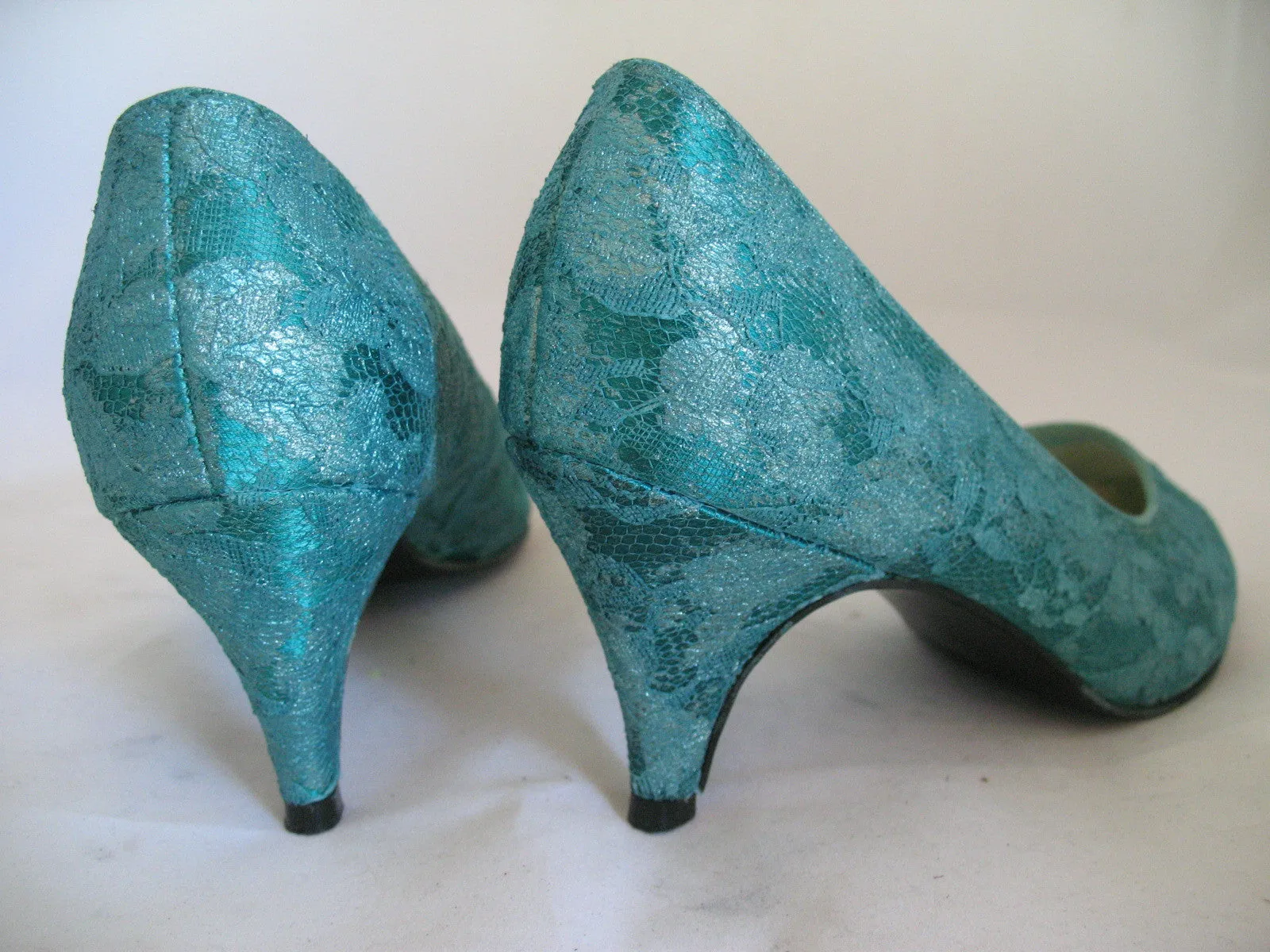 MADE in USA THOM McAN Footwear GREEN LACE Womens SHOES Classics High Heels Ladies size 260 B