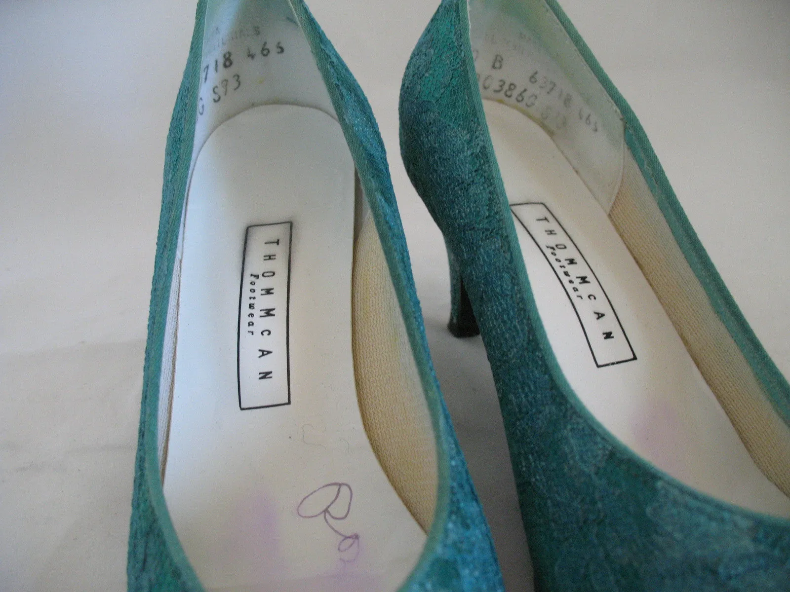 MADE in USA THOM McAN Footwear GREEN LACE Womens SHOES Classics High Heels Ladies size 260 B