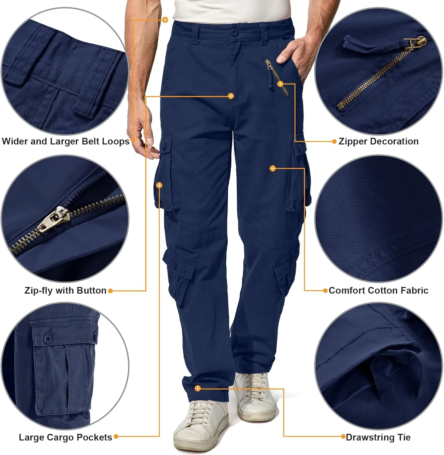 Men's BDU Casual Military Pants, Tactical Wild Army Combat ACU Rip Stop Camo Cargo Work Pants Trousers with 8 Pockets