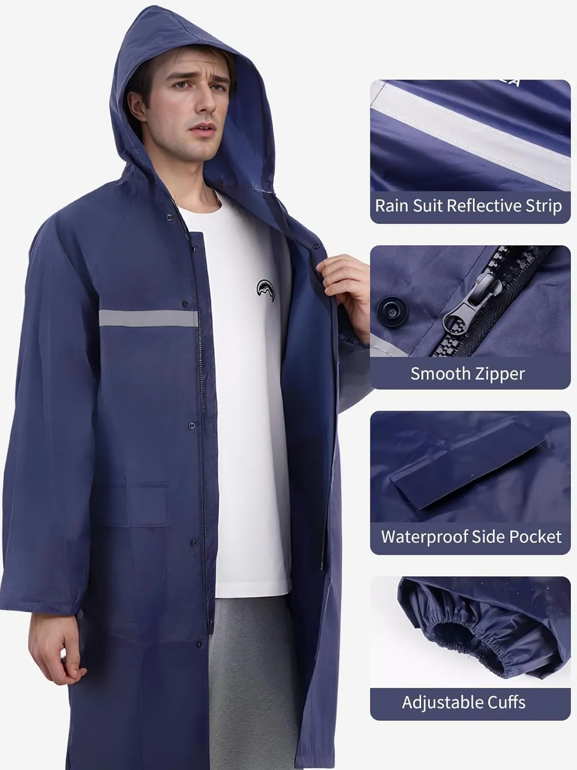 Men's rain jackets & ponchos Long raincoats for men and women Waterproof hooded rainwear for adults Lightweight outdoor