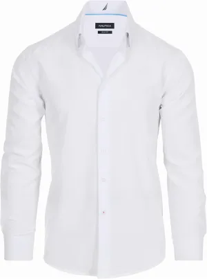 Nautica Slim Fit Mens Dress Shirts Long Sleeve Performance Polyester Fabric Wrinkle Free 4-Way Stretch