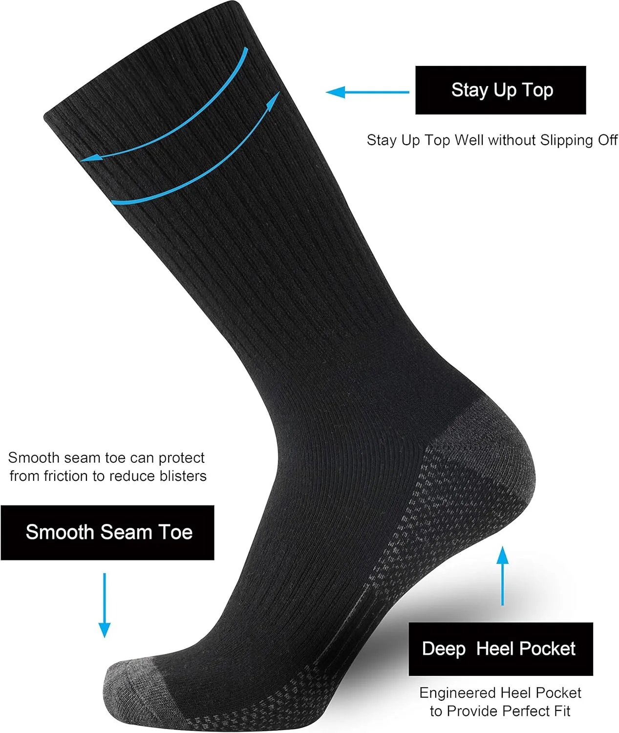 ONKE Max Full Cushion Crew Socks for Men M-XXL Athletic Work Boots Heavy Duty Steel Toe Thick Warm Moisture Wicking Control