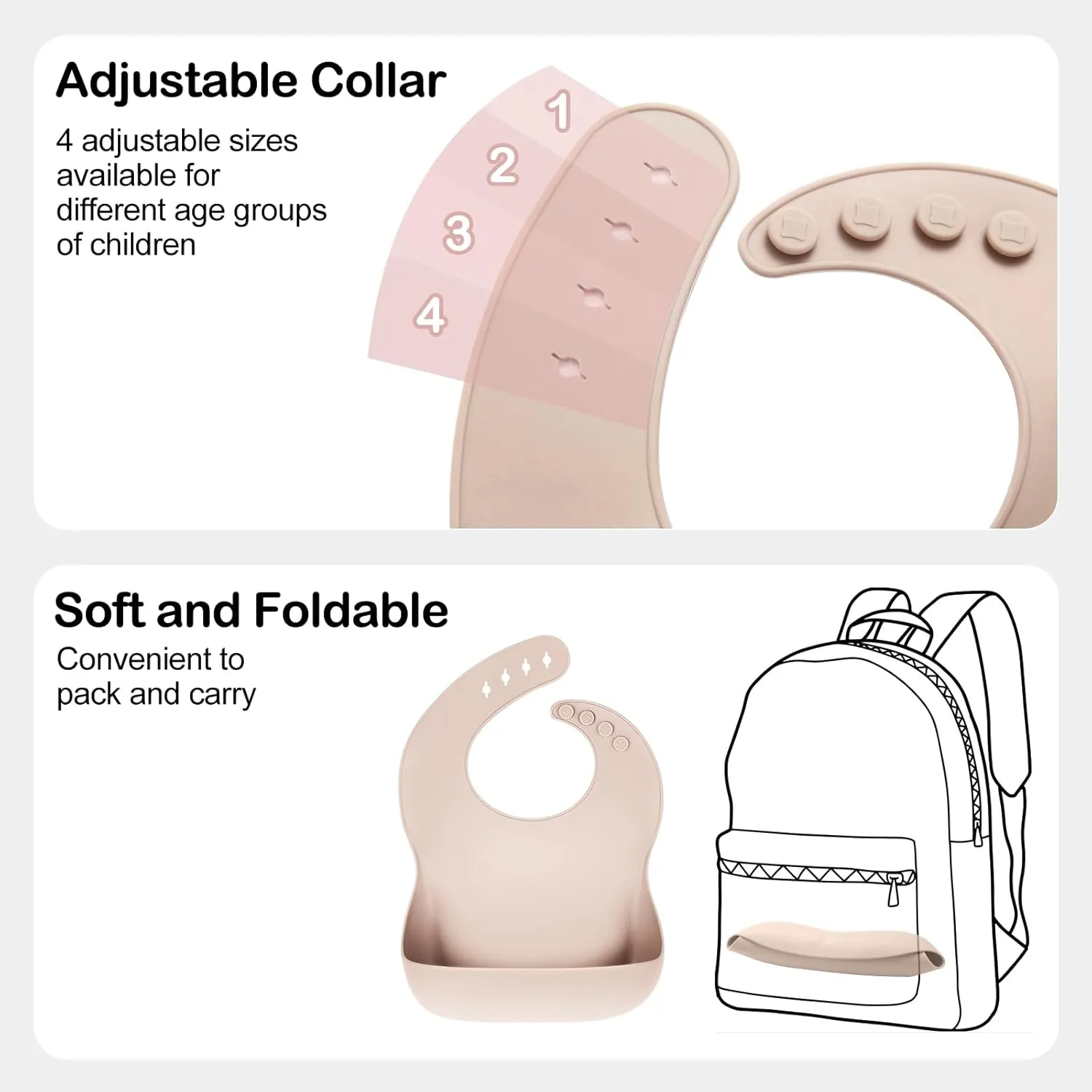 Silicone Bibs for Babies Toddler Set of 3, BPA Free, Soft Adjustable Waterproof Bibs for Feeding Essentials